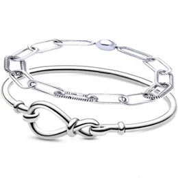 Urok bransoletki oryginalne masywne nieskończoność Bangle Me Link Snake łańcuch łańcucha srebrna bransoletka Fit Europe Europe Charm DIY Jewelry 230921