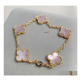 Charm Bracelets 2023 Luxury Clover Designer Bracelet Mother of Pearl 18k Gol Love Bangle Shining Crystal Diamond Jewelry for Drop Del