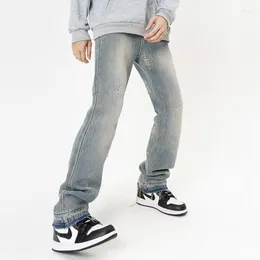 Мужские джинсы Y2k Nostalgia Blue High Street Vintage Wash Old Fashion Свободные повседневные прямые брюки Осень 5011