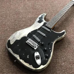 Custom Aged Black Electric Guitar Rosewood Fingerboard Chrome Hardware Quality