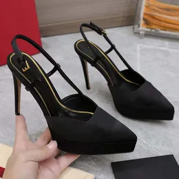 Lyxdesigner skor kvinnor hög klack sandaler mode casual sko högkvalitativ läder strass snörning sandal klackar sandale plattform metallknapp 15 cm sexig