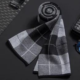 Scarves Winter Scarf Men Warm Neck Classic Business Designer Knitted Shawls Luxury Brand Plaid Foulard Hommes 180x30cm 230921