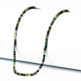 Hänge halsband original natur sten pärlor för kvinnor mode 4mm pärlor agater kvarts kristall lapis lazuli choker män kvinnliga smycken