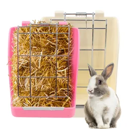 Small Animal Supplies Rabbit Hay Feacher Spring Grass Frame Runent Pet Guinea Pig Chinchilla Groove Cage Accessories 230920