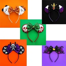 Hårtillbehör Halloween Mouse Ears pannband Girls Festival paljetter Bow for Women Party Cosplay Band Gift Kids Adult 230920