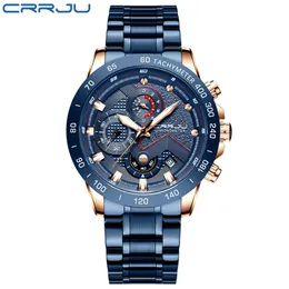 Najlepsza marka luksusowa crrju nowi mężczyźni zegarek modny sport Waterproof Chronograph Male Satian Bezdomne zegarek