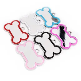 Dog Collars Leashes 1Pcs Pet Cat Id Tags Costume Bone-Shaped Pets Identity Card Diy Name Tag For Puppy Dogs Grooming Accessories A Dhwev