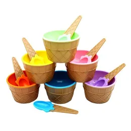 Ice Cream Tools Kitchen Kids Bowls Cup Couples Bowl Gifts Dessert Container Holder With Spoon Children Gift Supplysn4329 Drop Delive Dhtod