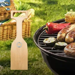 BBQ Tools Accessories Wooden Shovel Utensils Portable Griddle Scraper Kitchen Cookware Grill for Turning Serving Flipping Fitments 230920