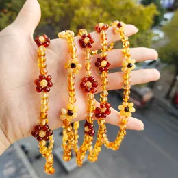 Pendant Necklaces 2 Styles Amber Teething Necklace/Bracelet for Baby Genuine Baltic Amber Jewelry with Sunflowers for Girls Women Chriristmas Gift 230921