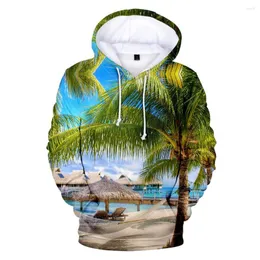 Hoodies masculinos 2023 masculino/feminino praia hoodie 3d com capuz homens beleza oceana topper trench oversized casaco