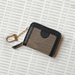 Trendy Interlocking Card Holder For Women's Small Leather Good Coated Canvas Card Purse made with Genuine Leather Trim