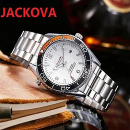 Relogio Masculino Luxury Full rostfritt stål armbandsur utomhus kronograf kvarts batteri moonwatch professional 007 clock269u