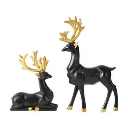 Decorative Objects Figurines 2pcs set Handmade Deer Figurine Unique Style For Stylish Home Accents Ornament Decoration 230921