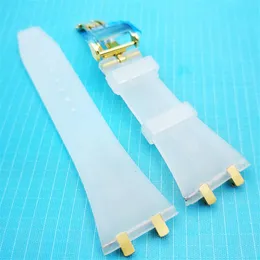27mm Clear Color Rubber Strap 18mm Gold Steel Strainless Folding Strap for AP Royal Oak 15400 15390 39mm 41mm Models Watch296N