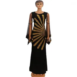Ubranie etniczne Czarne diamenty afrykańskie dashiki kwiaty wzór maxi sukienki długoterminowe sukienki dla kobiet Afryka odzież1240L