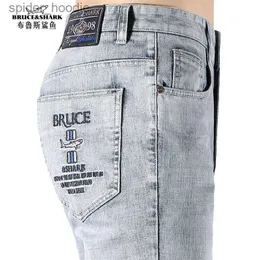 Men's Jeans New Winter Men's Jeans Stretch Fashion Casual Super Quality Embroidery Straight leg 99%Cotton Loose big Size 42 Bruce shark L230921