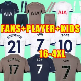 23 24 24 Totten Ham Men Soccer Jerseys Kids Son Bergwijn 2023 2024 Jersey Romero Reguilon Kulausevski Richarlison Kane Skipp Fan fanowie dla dzieci Wersja 3xl 4xl