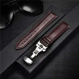 Watch Bands Smooth Genuine Calfskin Leather Watchband 18mm 20mm 22mm 24mm Straps with Solid Automatic Butterfly Buckle Business Watch Band 230921