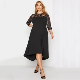 Plus size Dresses Size 34 Lace Sleeve Spring Autumn Elegant Party Dres Black Flt Flare Midi Dress Large Night Out Wedding 230920