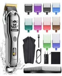 HATTEKER Mens Hair Clippers Trimmer Professional Barber Cutting Grooming Kit with dressing cloak Rechargeable 2112292409585