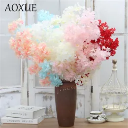 Piękna Big Branch 4 Oddziały 132 głowy Blossom Cherry Silk Fake Flower Wedding Decoration Road Symulacja Cherry Blossom243k