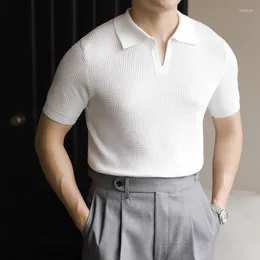 Męskie koszule T SHIRTS Odzież 2023 Casual Short-Sleeved T-shirt Summer Lapel Business Black Slim-Fit dżentelmen White