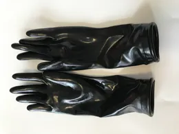 Fem fingrar handskar unisex svart kort latex handledskant mantens fetisch 230921