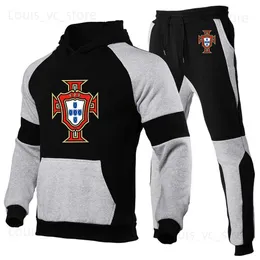 Herrspåriga fotbollsspelare Portugal 2023 Mäns nya skarvningsspårspår Fritids hoodies byxor Två stycken uppsättningar sportkläder tröjor jogging set T230921