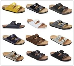 Famous Brand Men Genuine Leather Slippers Women Sandals with double Buckle Men Shoes Arizona Summer Beach high Quality With Origna5221300