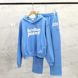 Men's Hoodies Sweatshirts Hiphop Street Broken Planet Hoodies Foam Letter Print Hoody Set Oversized Hooded Pullover Men Women Blue BP Sweatshirts T230921