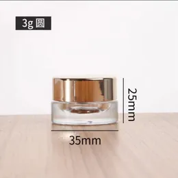 mini glass jar 3g clear white black round Wax rosin Concentrate Containers Eye Cream Skin Sample Experience Cosmetic Packaging Balm gold lid custom print logo