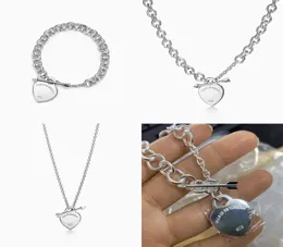 T Designer heart pendant Necklace bracelet stud earrings Women Luxury Brand Jewelry Classic Fashion 925 sterlling silver rose gold 18k gold plated 0248000136