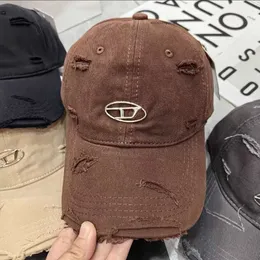 Cool Designer Baseball Teenager Hat Cap Ins Diesels Fashion Letter Metal Label Women's Broken Hole Water Wash Cotton Soft Men's PYKO