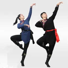 Stage Wear Chinese Folk Dance Costume Unisex Performance Practice Competition Clothing 4Color Long Sleeve Mongolian Apparel237P