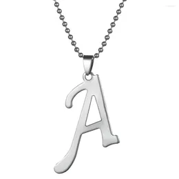 Chains My Shape 26 Letters Initials Stainless Steel Necklaces For Men Women Alphabet Name Pendant Necklace Beads Chain Fashion Jewelry