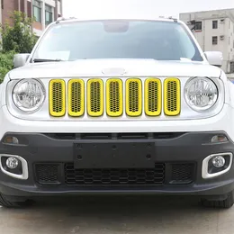 Mesh Grill Inserts Front Grilles Decoration Cover för Jeep Renegade 2016-2018 ABS Network Auto Exterior Accessories263K