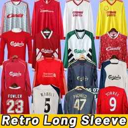 Manga comprida DALGLISH Retro Soccer Jerseys HESKEY McMANAMAN FOWLER GERRARD TORRES KUYT D. CISSE LUIS GARCIA 06 07 08 11 12 85 86 89 90 91 93 95 98 00 2006 2007 2008 2011 2012