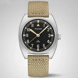 Zegarstka Merkur W10 Vintage Watch British Military Field Watch Męskie mechaniczne ręczne zegarki wiatrowe wiatrowe świecące plama stal 38 mm obudowa 230921