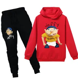 Teenmiro 만화 Jeffy Kids Sport Suit Suit Clothing Sets Girls Hooded Sweatshirt Pants 어린이 트랙 슈트 의상 십대 Pullov3400631