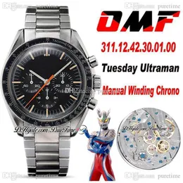 OMF MoonWatch Manual Winding Chronograph Mens Watch Speedy Tuesday 2 Ultraman Blackダイヤルステンレス鋼ブレスレット311 12 42 30 01 185U