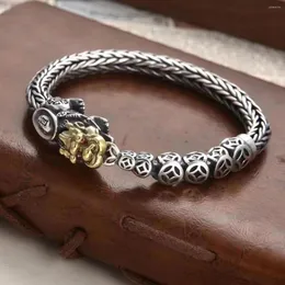 Link Bracelets Vintage Accessories Personalized Copper Coin Pixiu Bracelet For Men Fashion Jewelry Domineering Old Thai Silver Keel Chain