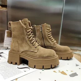 Boots Size 3540 Women Ankle Suede Thick High Heels Winter Shoes For LaceUp 2023 Fashion Zipper Platform 230920