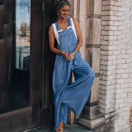 Kvinnors jumpsuits rompers wide ben jeans denim overall 2023 ny minimalism kvinnor rompers lös overall kvinnor denim jumpsuit sommar casual jumpsuit 8013 l230921