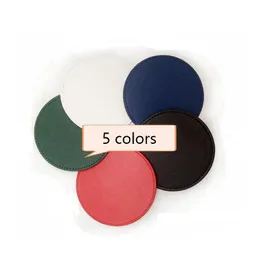 Mats Pads Leather Food Dish Coffee Cup Mat Coaster Round Shape Nonslip Place Kitchen Accessories Sn1953 Drop Delivery Home Garden Dhljr