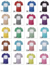 NOVA camiseta em branco de sublimação frontal de poliéster branqueado manga curta Tye Dye Tops para impressão de transferência térmica DIY tamanhos adultos e crianças