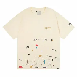 メンズデザイナーTシャツカジュアルマンレディンティー塗装インクスプラッシュグラフィティレター緩んでいる丸い首の服ギャルラビン20AC＃