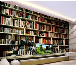 월페이퍼 벽화 3D 벽지 벽 종이 TV 배경 Papel Pared Bookshelf Decoration