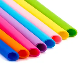 Top Silicone Drinking Straw Bent Straight Straw for Fruit Juice Coffee Soda Milk Environmental Protection Hleath with Cleaning Brush