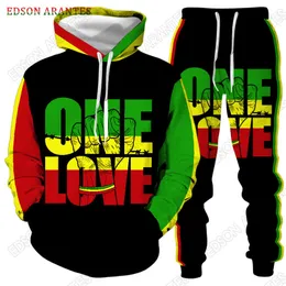 Men's Tracksuits Bob Men's Sets One Love Rasta HoodieJoggers Pants Activewear Sets Unisex Long Sleeve Tracksuits Two Piece Outfits S-6XL 230920